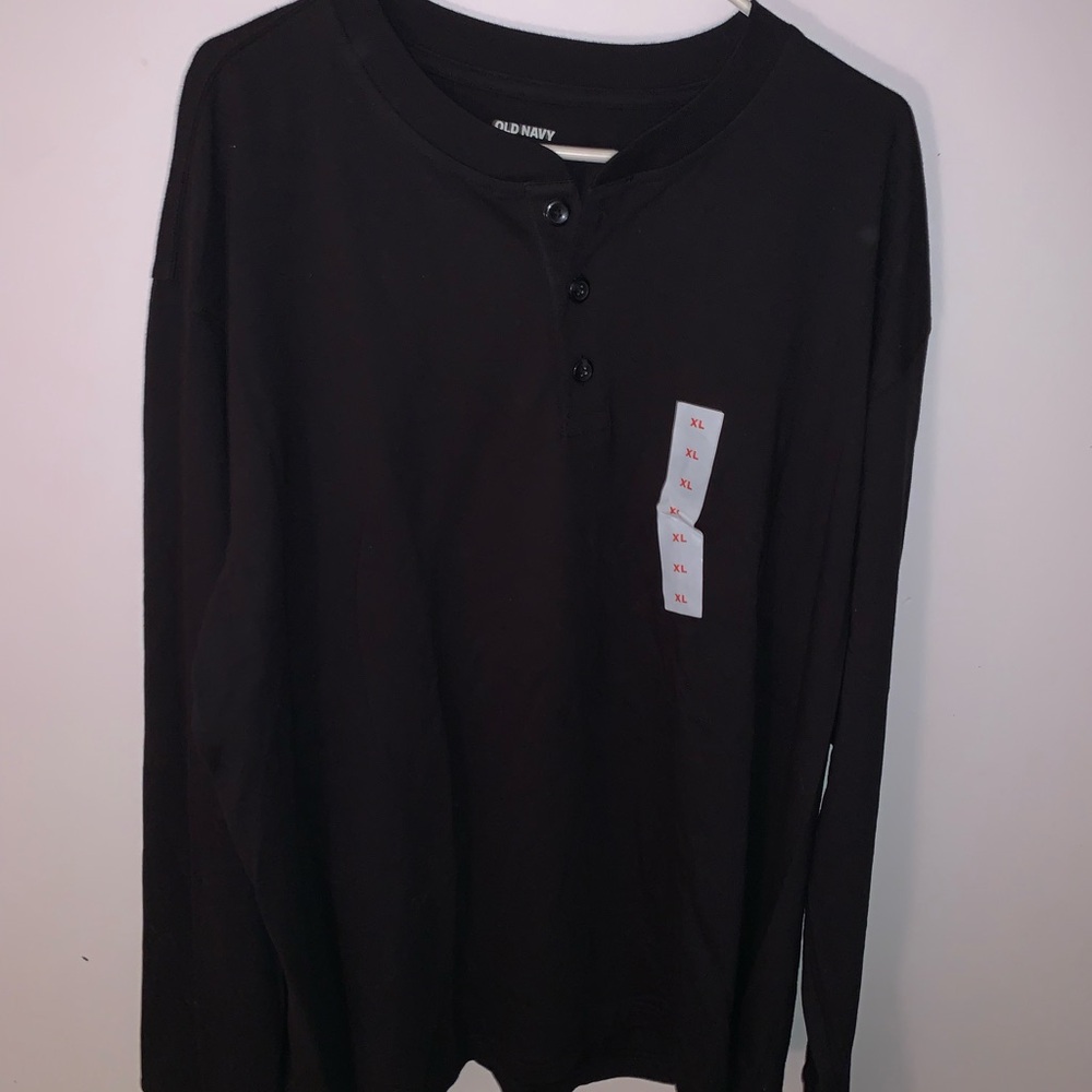 Old Navy Black Long Sleeve Henley Tee